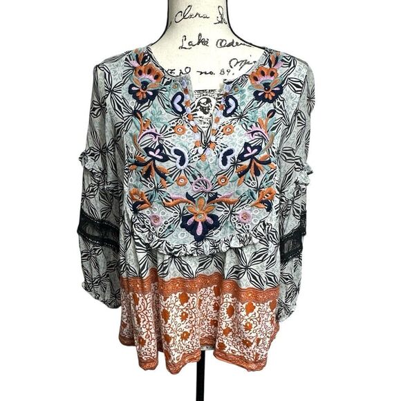 Anthropologie Teri Embroidered Printed Top, S - Picture 2 of 10